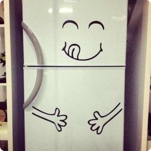image-Kitchen Fridge Door Vinyl Cute Sticker - The Funny Die Cut Set Art Food Refrigerator Freezer Decal
