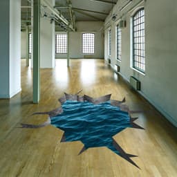 image-3d Effect Blue Sea Wall Sticker - Porthole View Floor Art Decor Ocean Printed Vinyl Decal