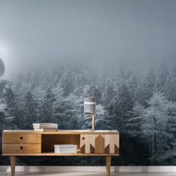 image-Foggy Forest Wallpaper Sticker Mural - Mountain Tree Fog Removable Wall Paper Art Decal