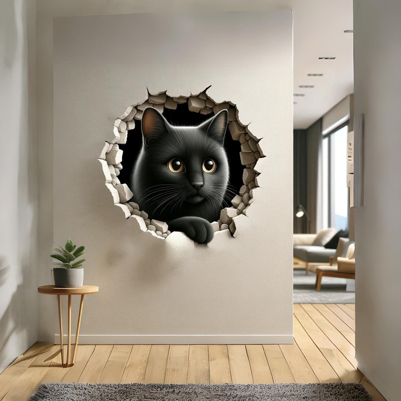 image-3D Dog Art Wall Sticker - Cracked Illusion Vinyl Decor