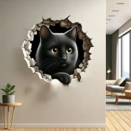 image-3D Dog Art Wall Sticker - Cracked Illusion Vinyl Decor