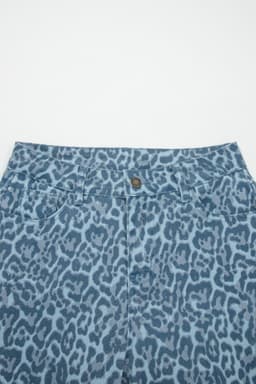 image-Sky Blue Leopard Frayed Wide Leg Jeans