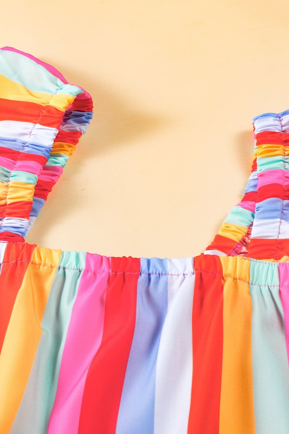 image-Red Stripe Ruffled Straps Babydoll Tank Top - Cute Babydoll Design with Stripes