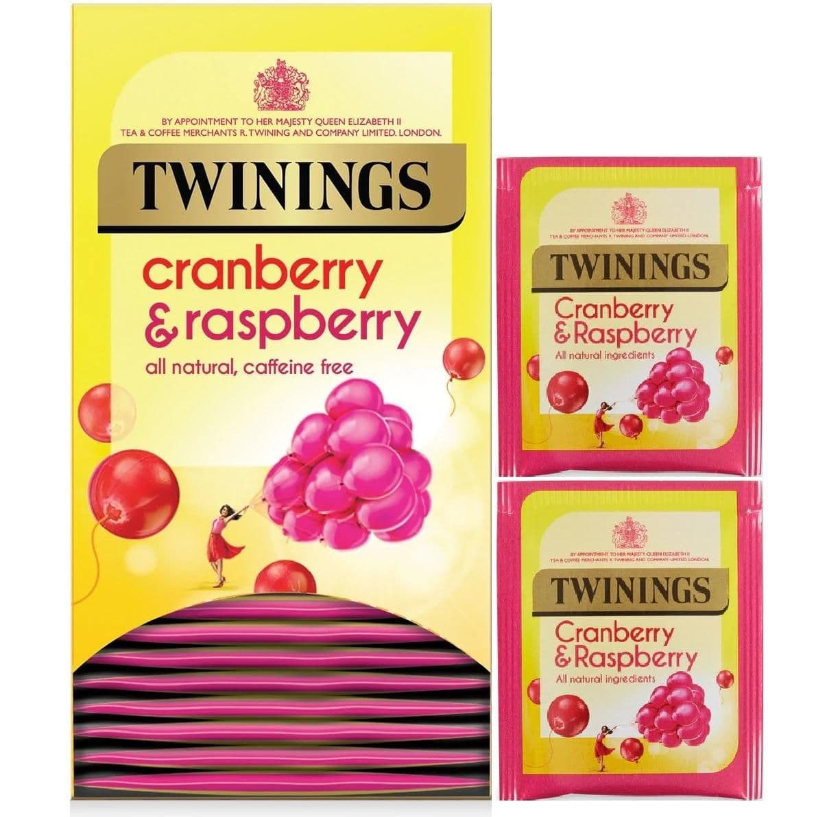 image-Twinings Cranberry & Raspberry Fruit Tea Bags Individually Enveloped Tagged UK