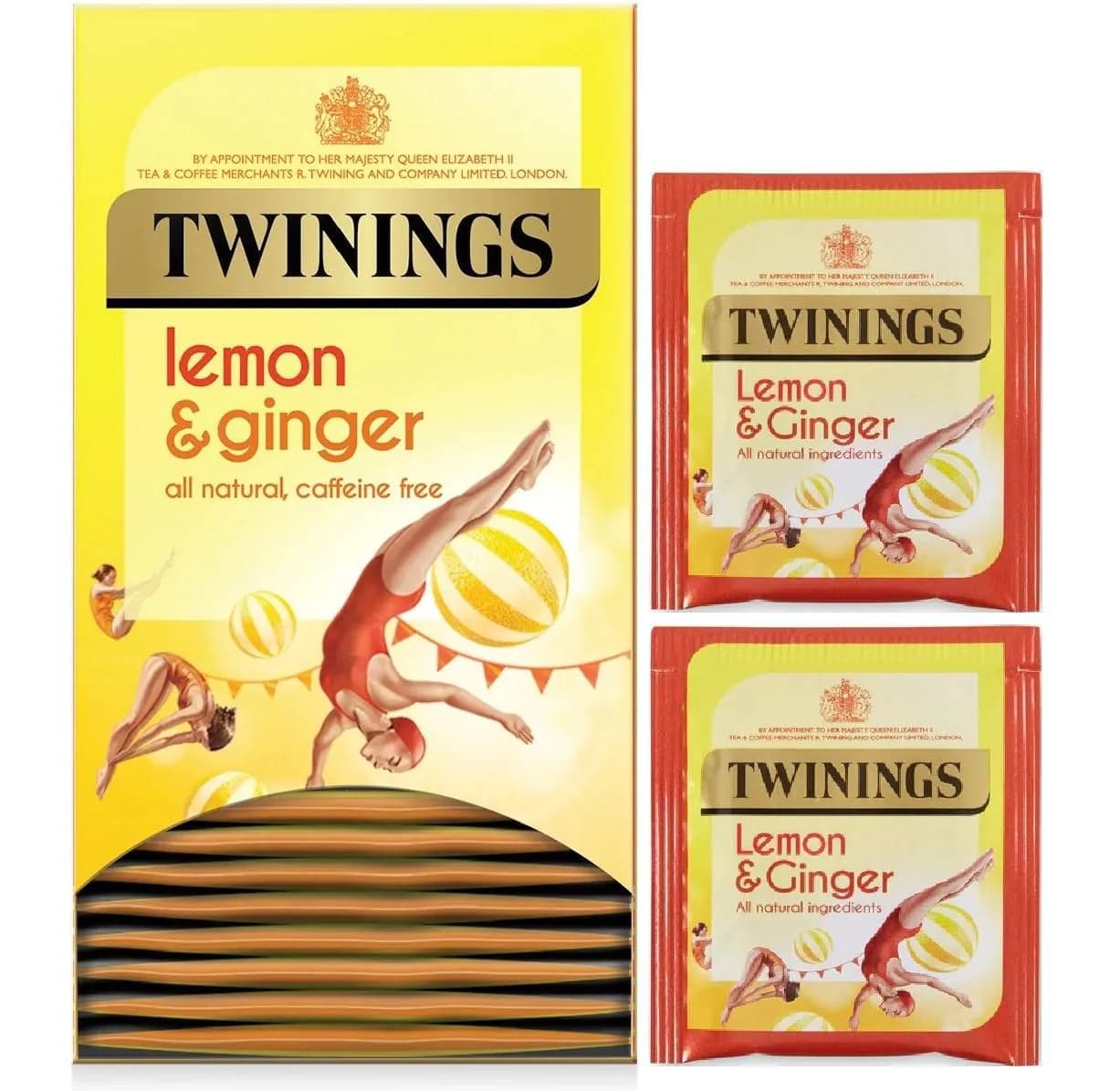 image-Twinings Lemon & Ginger Tea Bags Individually Enveloped Tagged Healthy Sachets