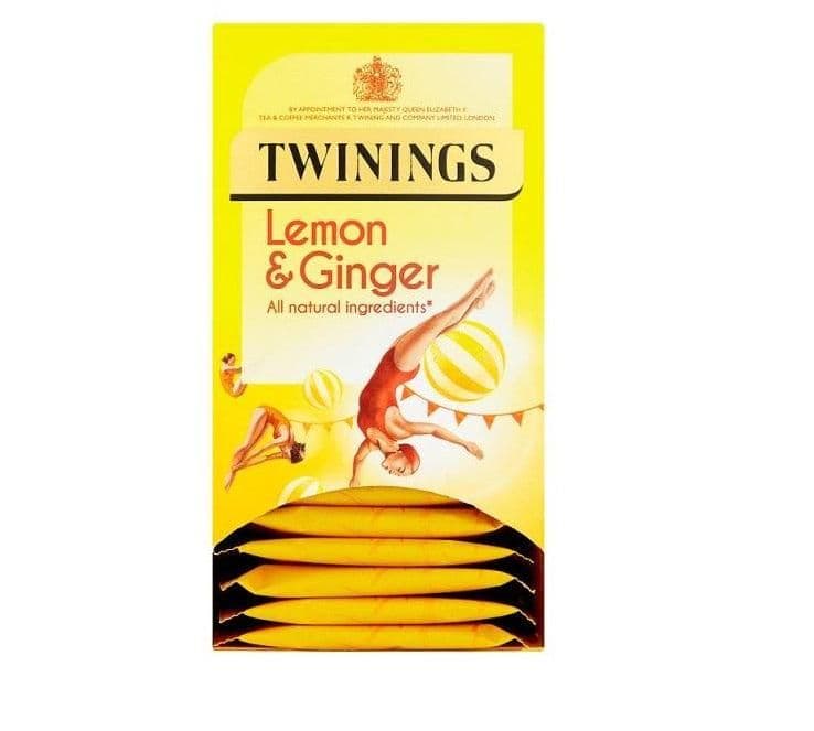 image-Twinings Lemon & Ginger Tea Bags Individually Enveloped Tagged Healthy Sachets