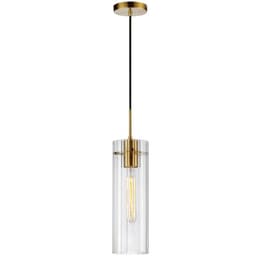 image-1LT Incand Pendant, AGB, CLR Fluted Glass