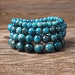 image-Natural Blue Apatite Bracelets Are Suitable For Men And Women To Wear Elastic Beaded Jewelry