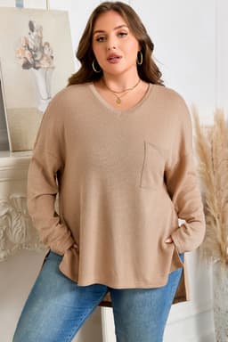 image-Parchment Plus Size Drop Shoulder Knit Tunic Top