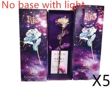 image-24K Luminous Color Gold Rose Flower Set