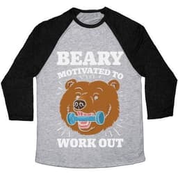 image-BEARY MOTIVATED TO WORK OUT UNISEX TRI-BLEND BASEBALL TEE
