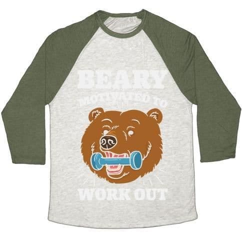 image-BEARY MOTIVATED TO WORK OUT UNISEX TRI-BLEND BASEBALL TEE