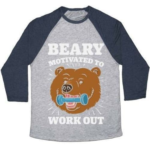 image-BEARY MOTIVATED TO WORK OUT UNISEX TRI-BLEND BASEBALL TEE
