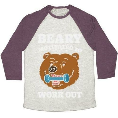 image-BEARY MOTIVATED TO WORK OUT UNISEX TRI-BLEND BASEBALL TEE