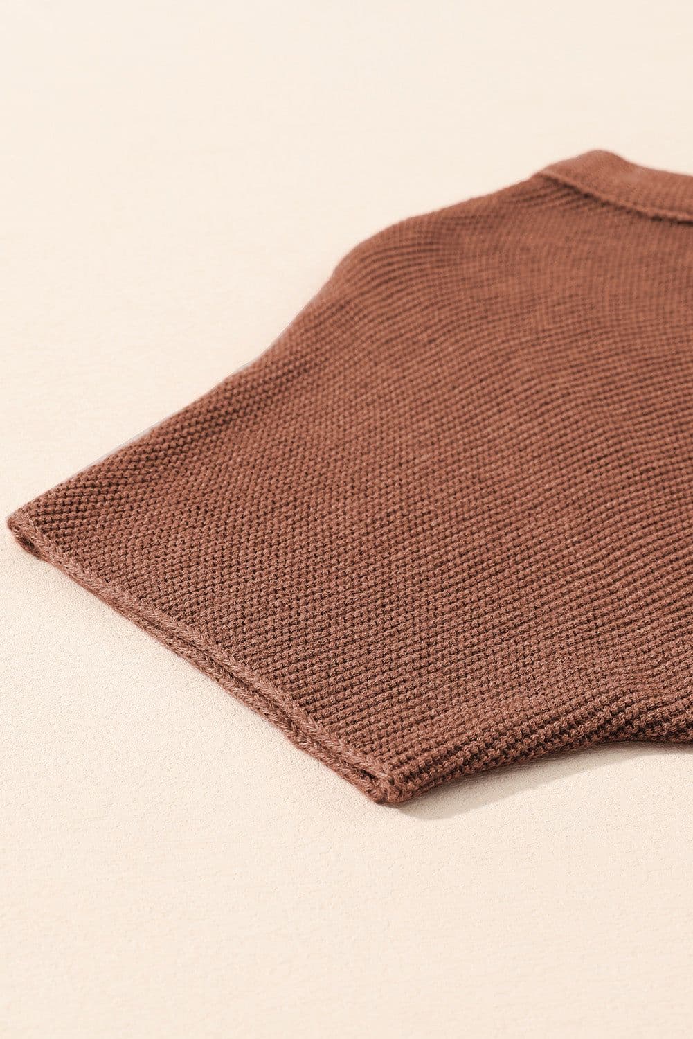 image-High Neck Bat Sleeve Sweater - Short Sleeve, Elegant, Loose Fit