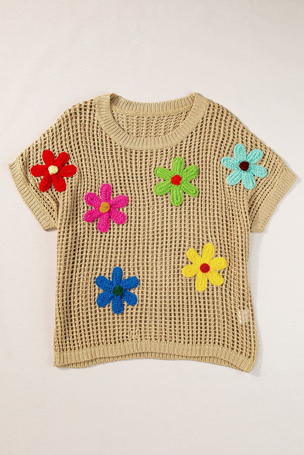 image-White Crochet Flower Hollow-out Sweater T-Shirt