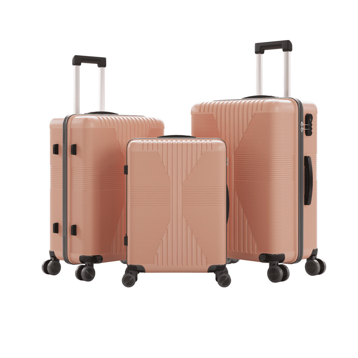 image-Non-TSA Rose Gold 3-in-1 PP Luggage Set, 20in, 24in, 28in