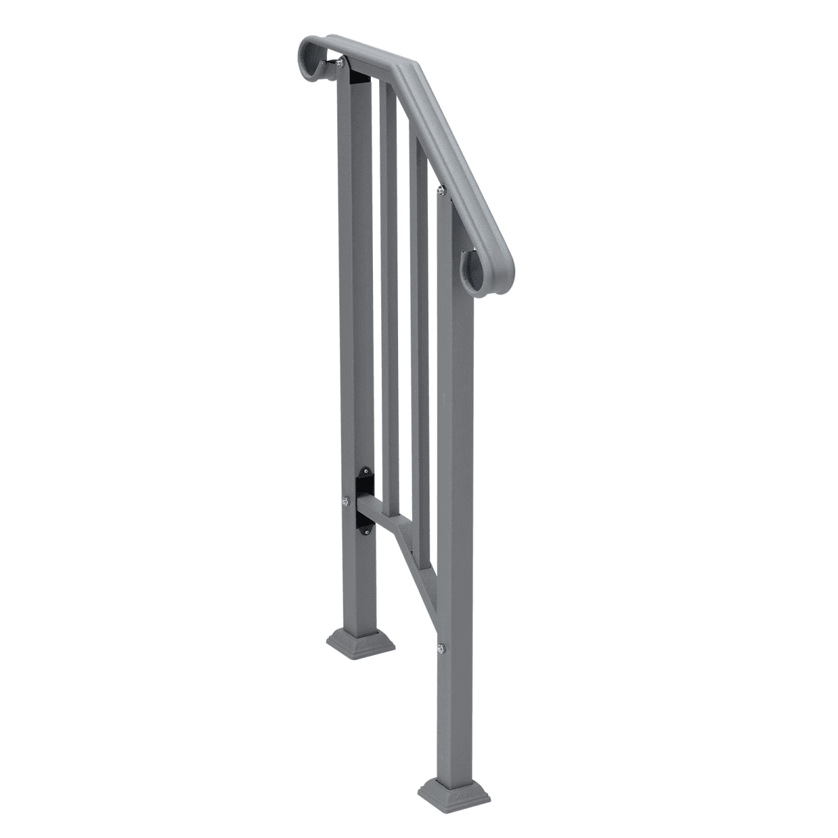image-Handrails for Outdoor Steps, Iron Handrail Fits 1 Step, Transitional Handrail with Installation Kit, Silver