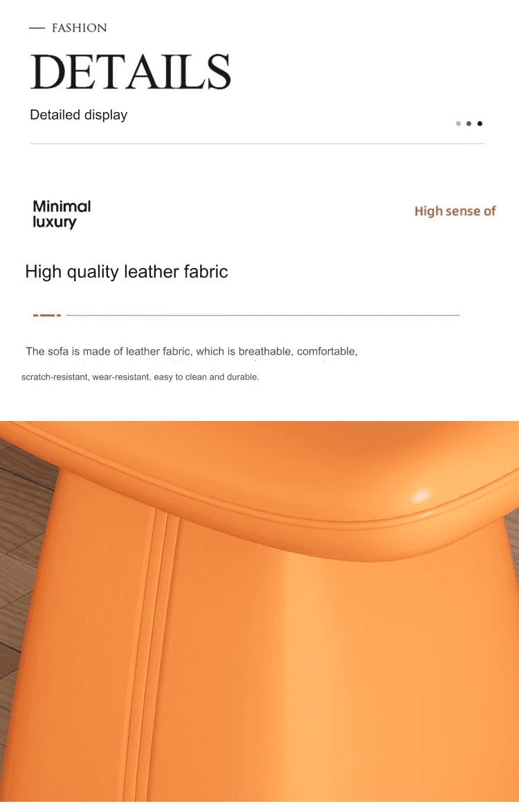 image-Vibrant Orange Leather Changing Stool