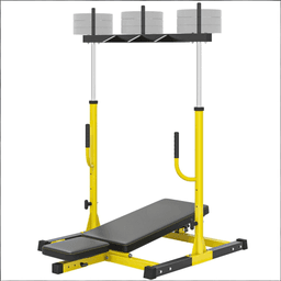 image-Vertical Leg Press Machine - Adjustable Leg - Black/Yellow Steel