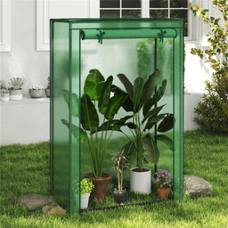 image-Portable Mini Greenhouse 39"x20"x59" PE Cover Tool-Free Green