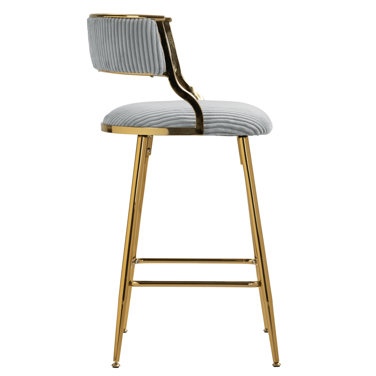 image-Set of 2 Counter Height Bar Stools, 26'' Corduroy, Modern Kitchen Design, Grey Base