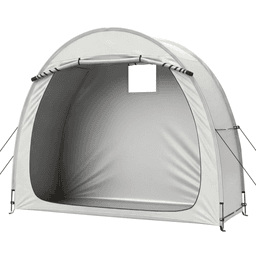 image-Arc Bicycle Storage Shed - 6.8x2.6FT Light Gray, 210D Oxford Fabric, Fiberglass Frame