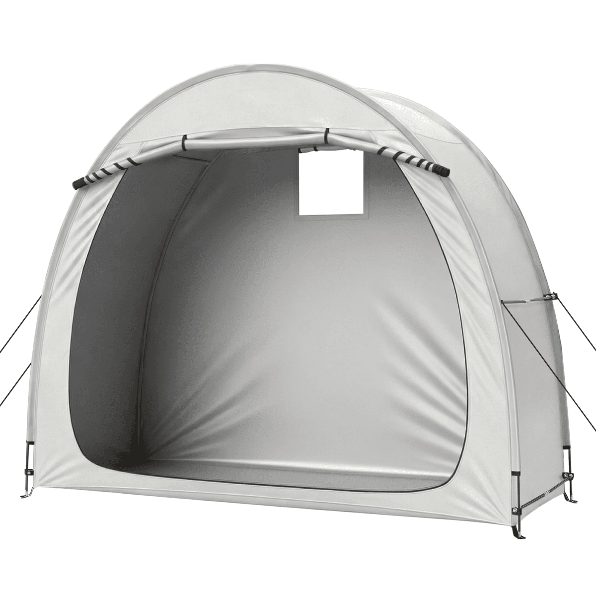 image-Arc Bicycle Storage Shed - 6.8x2.6FT Light Gray, 210D Oxford Fabric, Fiberglass Frame