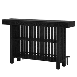 image-Bar Table - 2-Tier Storage & Dining, Sturdy Frame, Multipurpose