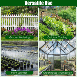 image-Garden Drip Irrigation Kit with 360° Bendable Misting Nozzles Automatic Garden Automatic Watering System for Garden Lawn Greenhouse Flower Bed Greenhouse Patio Lawn Cooling