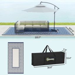 image-Reversible Outdoor Rug - Blue & White, 216" x 108", Polypropylene