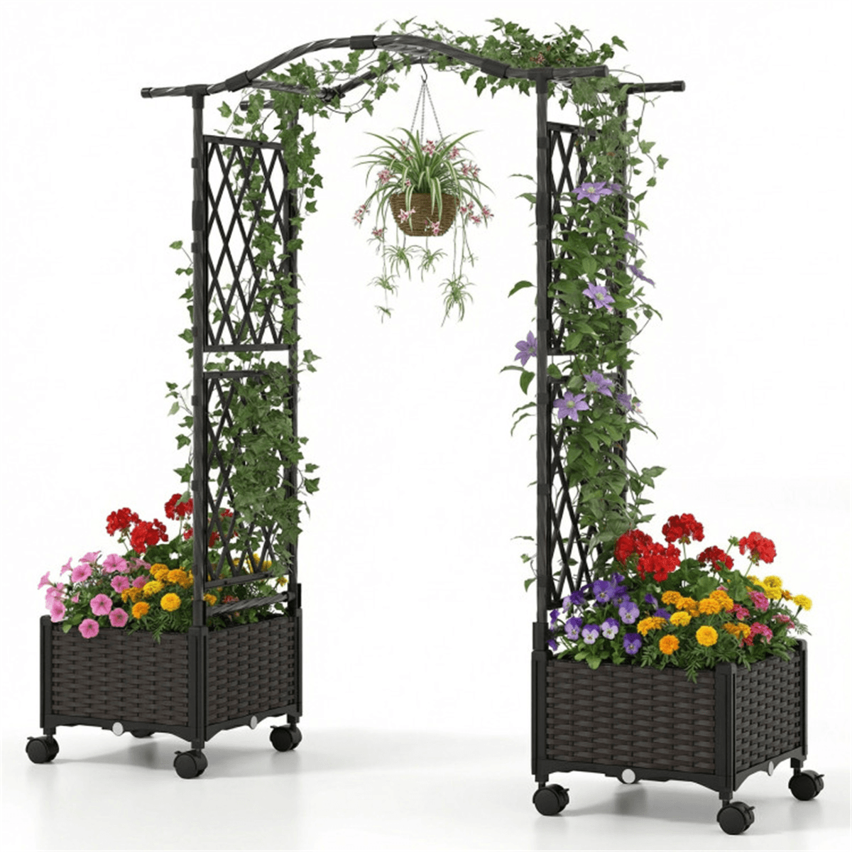 image-5 FT Vertical Raised Garden Bed with Trellis & Wheels