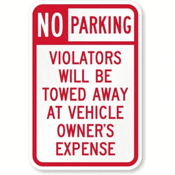 image-CIFbuy Weatherproof No Parking Sign Aluminum Towing Warning Outdoor (8x12in)