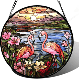 image-Acrylic Flamingo Garden Sun Catcher - 20cm Colorful Outdoor Decor
