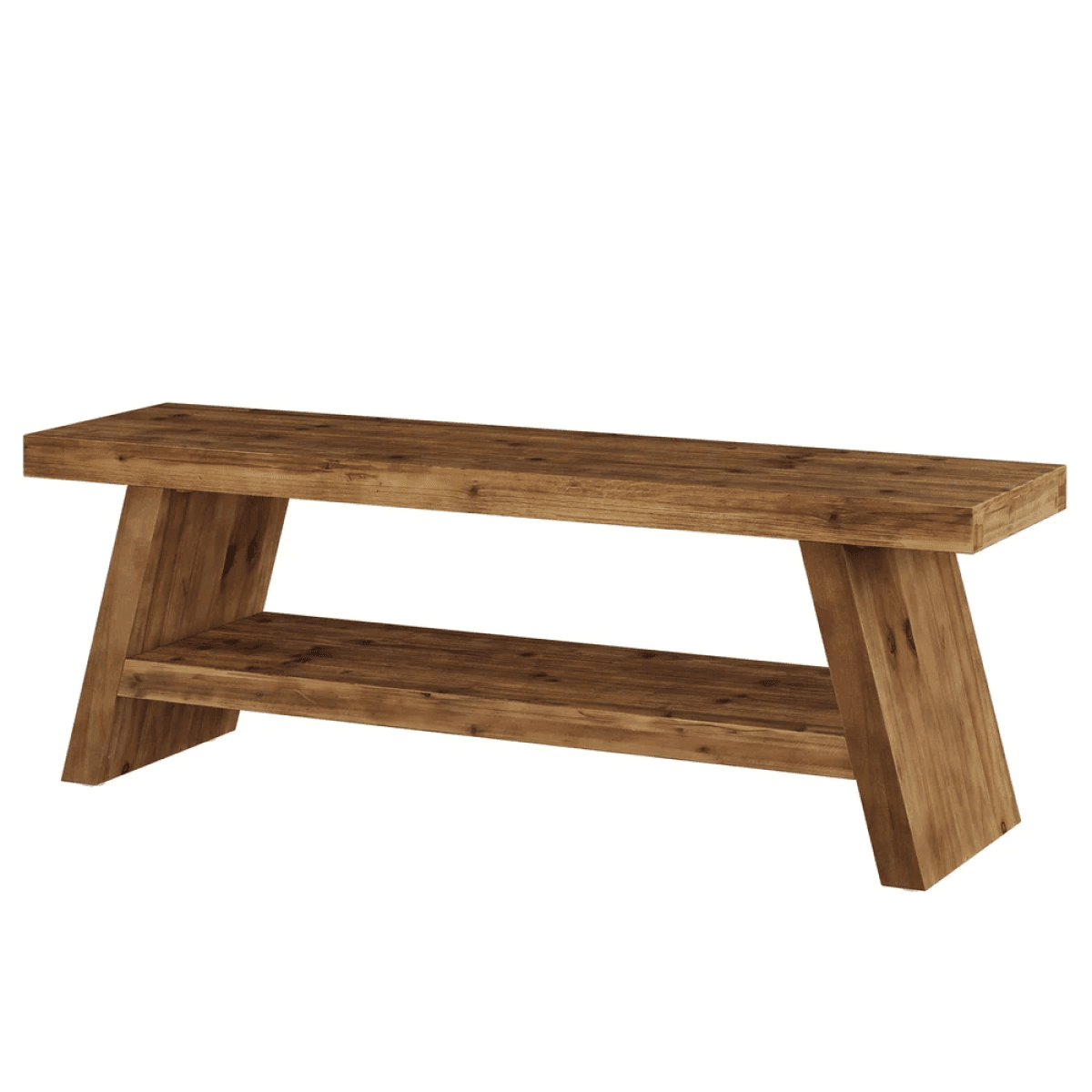 image-Solid Wood Bench with Open Storage - Versatile and Stylish