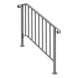image-Silver Outdoor 3-Step Iron Handrail