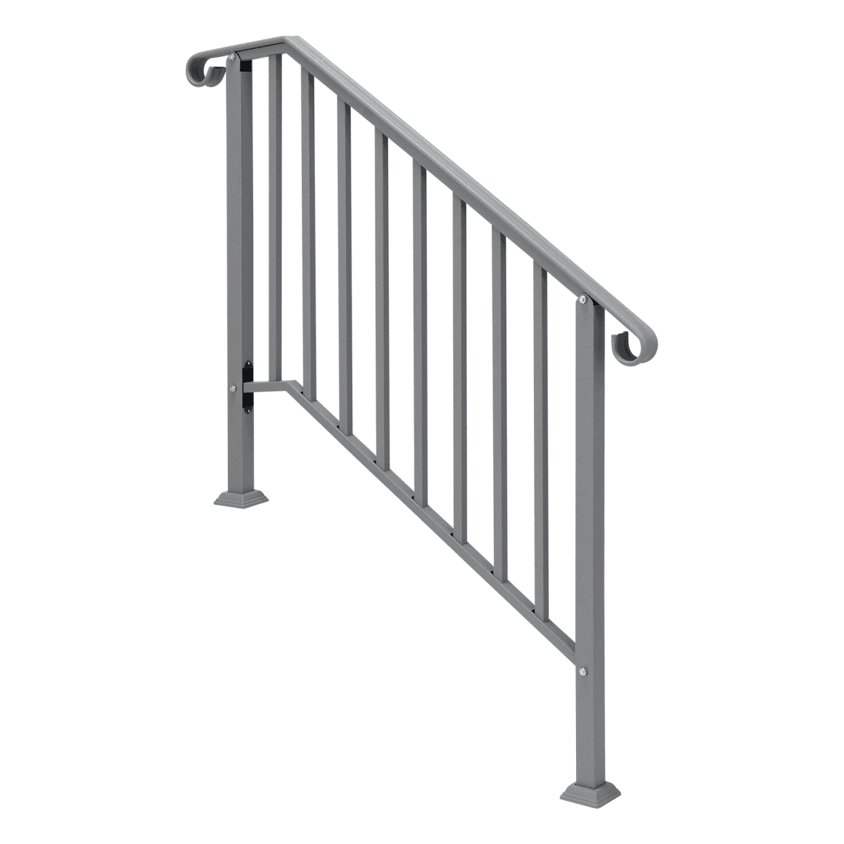 image-Silver Outdoor 3-Step Iron Handrail
