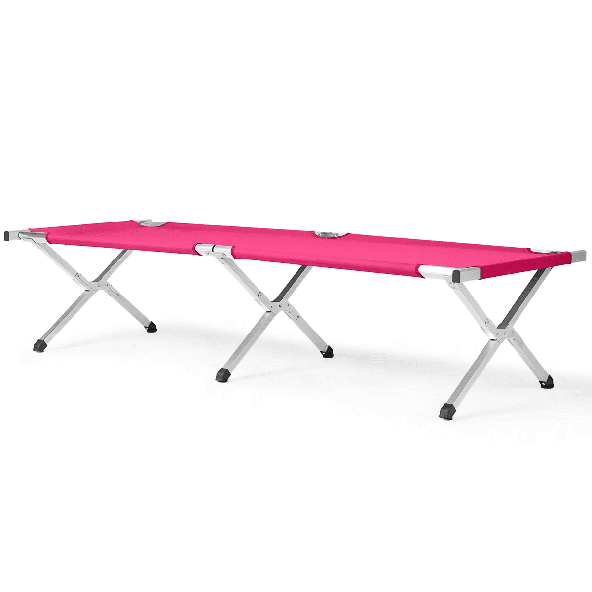 image-Folding Camping Cot with Bag - Army Pink 74.8" Durable