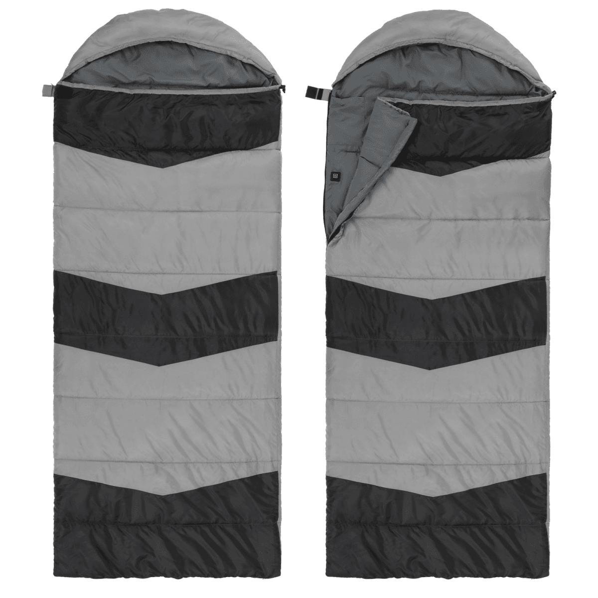 image-Heated Rectangular Sleeping Bag - USB, Waterproof, Gray - Multi-Zone Heating