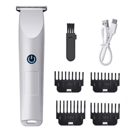image-Men's Pro Electric Hair Clippers Trimmer Shaver - White 500mAh Battery 4 Combs