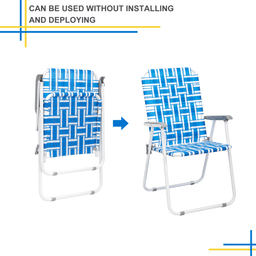image-2pcs Steel Tube PP Webbing Beach Chair Blue & White 120kg Foldable