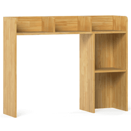 image-Beige Bookshelf for 27'' Monitor, Engineered Wood, 100 lbs Capacity