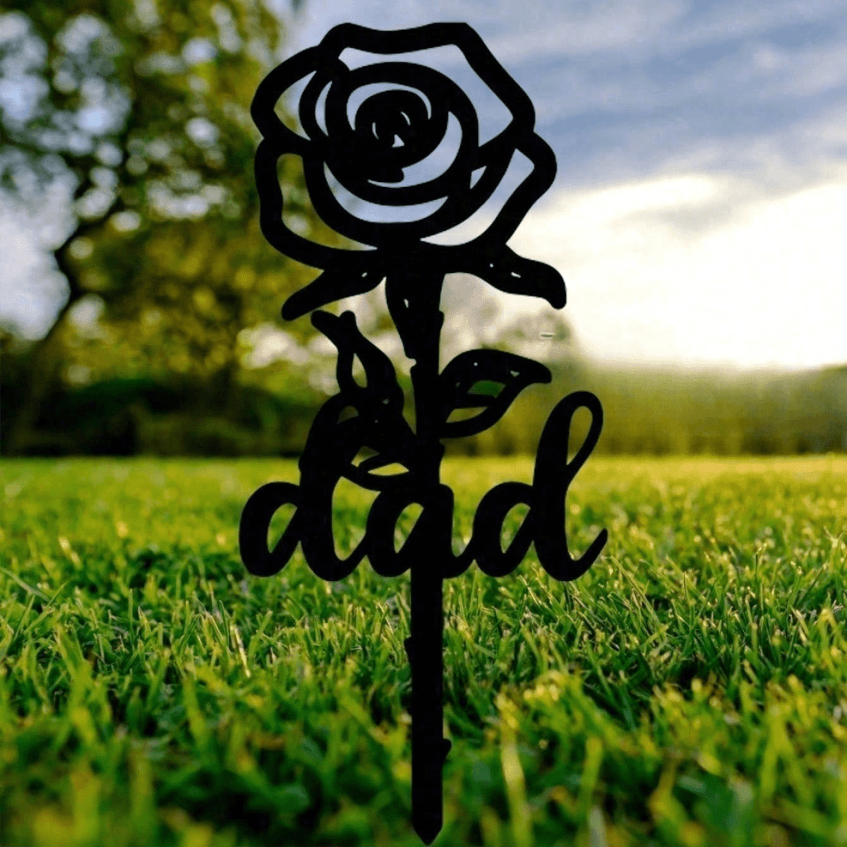 image-CIFbuy Elegant Waterproof Rose Memorial Stake Cemetery Decor Garden Stone Headstone Accent(TikTok, pick-up service)