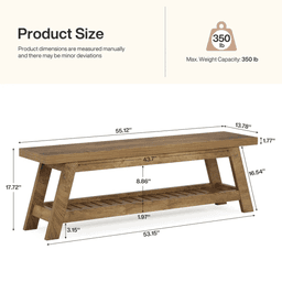 image-Elegant Wood Tone Bench - Ample Storage & Durable MDF