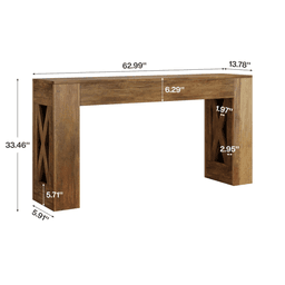 image-Rustic Farmhouse Console Table, 63" Long with Storage Drawers
