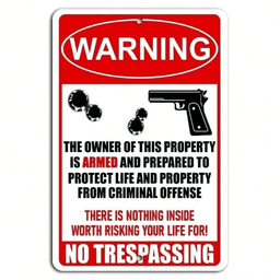 image-Funny Metal Warning Sign - No Valuables Inside - 8x12 inches
