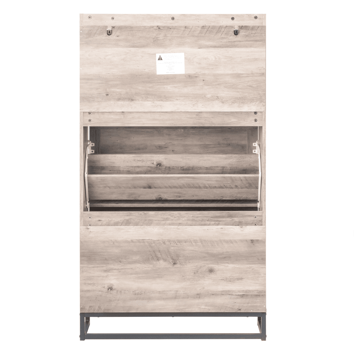 image-Barn Door Shoe Cabinet 80x24x145cm Washed Gray