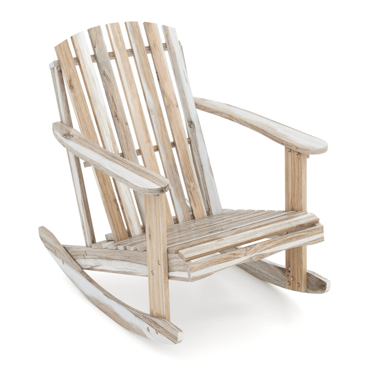 image-Outdoor Rocker, 4.5" Wide Armrests, 100° Incline, Acacia Wood, 400 lbs Capacity