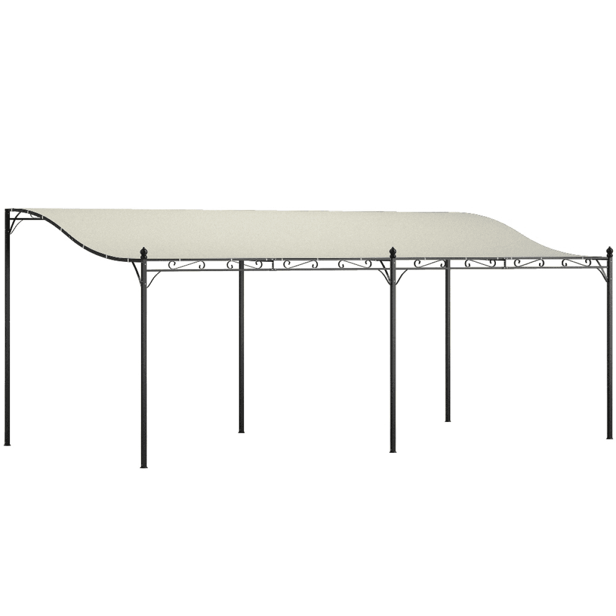 image-Wooden Gazebo - Cream White Metal - 232.7"L x 117.3"W x 78.7"H