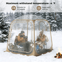 image-Clear Pop Up Sports Tent, 7×7FT Waterproof PVC Pod for Camping, 2-4 People